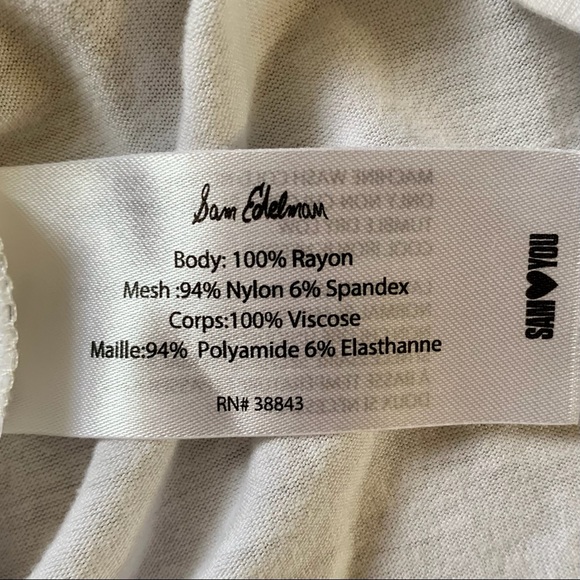 Sam Edelman White Long Sleeve Mesh Back Tee SZ-S - Picture 8 of 12